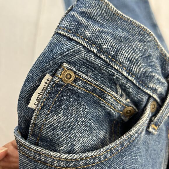 Carhartt Men's B172 Relaxed Fit Straight Leg Flannel Lined Denim Jeans - 30x32 - Picture 6 of 12